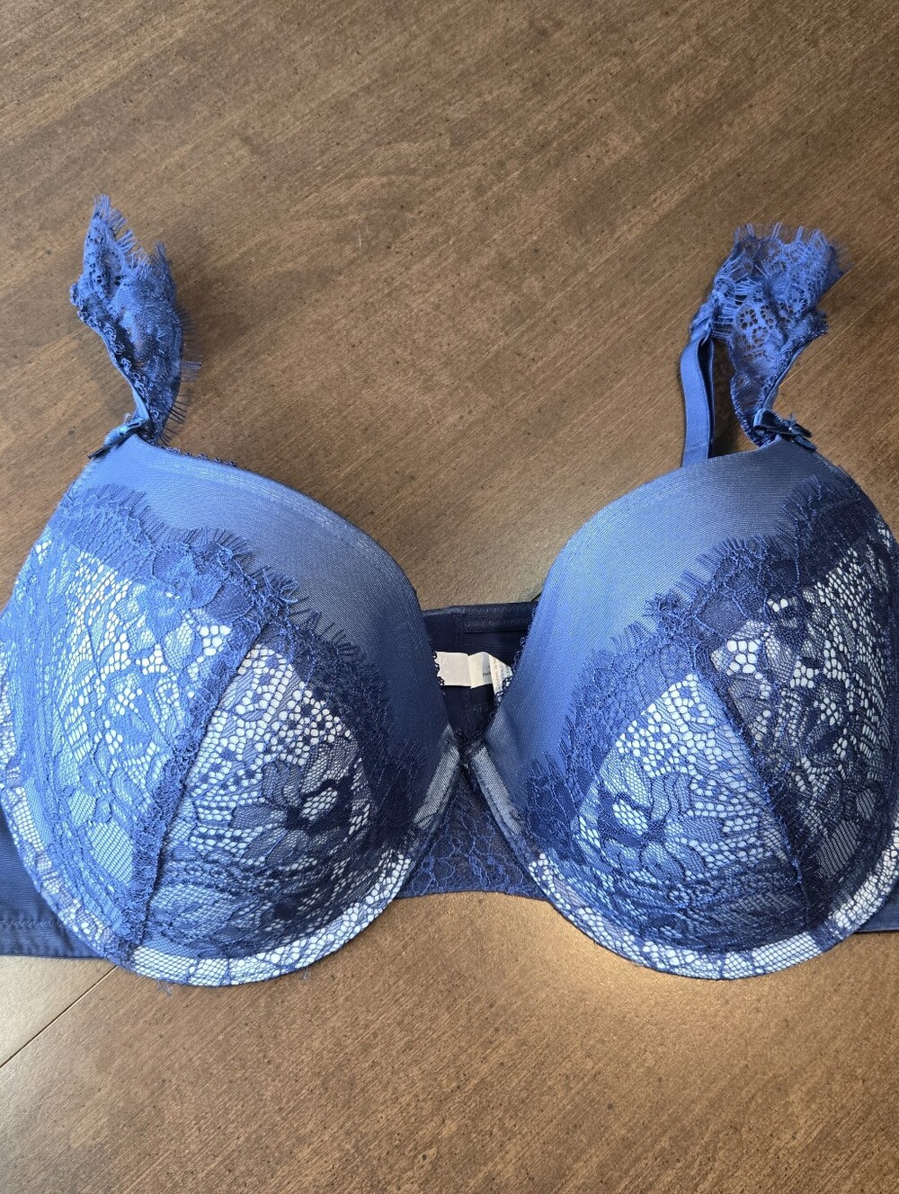 Blue Lace Padded Adored By Adore Me Women Back Closure Underwire Bra 40D